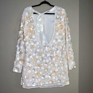 ASOS white and cream floral embellished beaded open back sold out dress